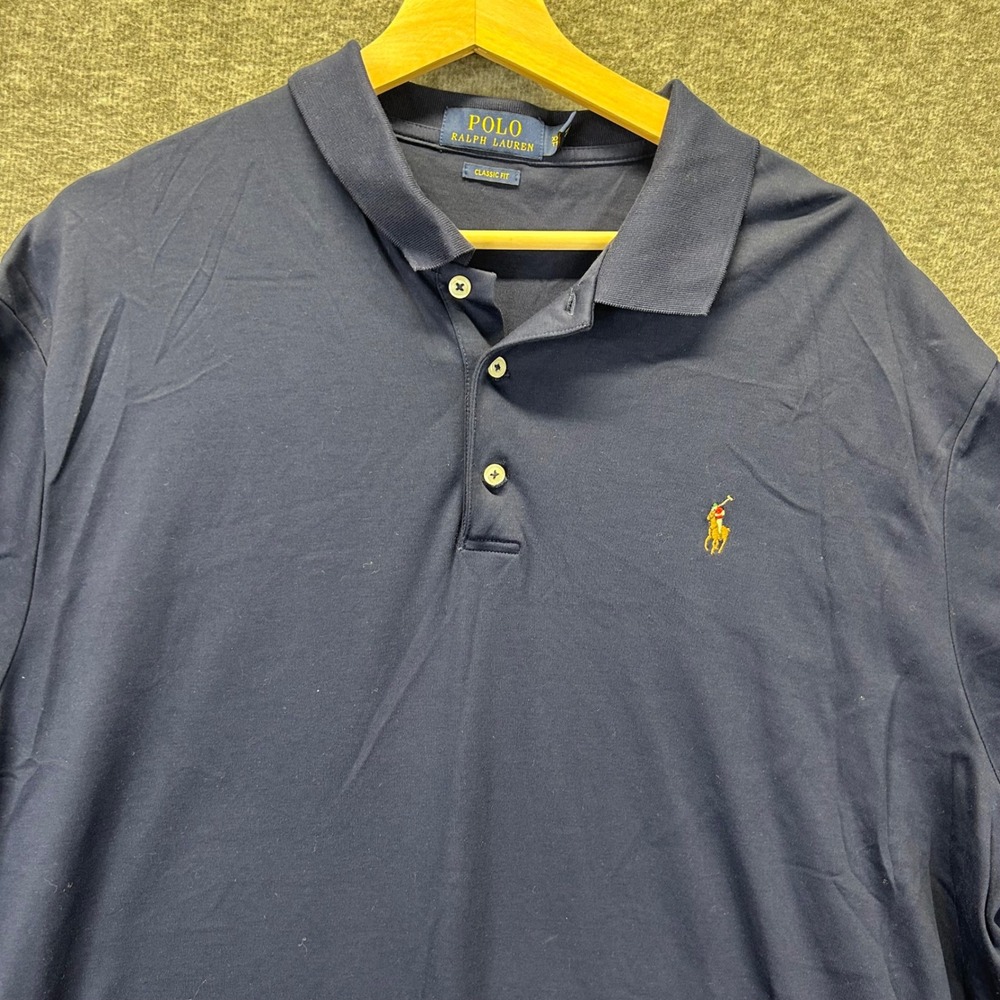 Polo Ralph Lauren Mens XXL‎ Navy Blue Classic Fit Cotton Interlock Polo Shirt